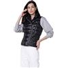 Koroshi Gilet imbottito con scollo rotondo e chiusura frontale con cerniera nera da donna, colore nero, Nero , S