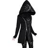 PAIDAXING Gotico Punk Zipper Hoodie Cardigan Giacca per le Donne Lungo Con Cappuccio Con Cappuccio Occult Devil Stampa Felpa Cappotto Capispalla Top Nero, 04-nero, XXL