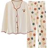 Chickwin Pigiama Donna Invernale in Cotone a Maniche Lunghe Caldo Morbido Moda Pigiami in Due Pezzi, Set Pigiama da Donna Scollo a V con Bottoni e Pantaloni