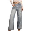 Lanunlly Jeans Donna Larghi Eleganti Baggy Jeans con Brillantini a Gamba Larga Pantaloni in Denim con Tasche Oversize Pantalone Taglie Forti alla Moda Pants Y2k Casual Pantalone e Ragazza Streetwear