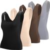 Toulite 4 Canotte Termiche da Donna, Biancheria Intima Senza Maniche, Canottiera in Cotone Caldo, Nero, Nude, Grigio Chiaro, Marrone Scuro, M
