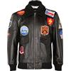 Infinity Leather Giubbotto Bomber da Uomo in Pelle Marrone con Collo e Toppe in Pelle di Pecora Stile Top Gun Air Force A2 Flight M