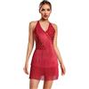 inhzoy Abito da Ballo Latino Americano Tango Donna con Nappe Strass Vestito Danza Classica Moderna con Frange Body Ginnastica Costume Danza Samba Rumba Salsa Dancewear Verde XL