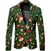 RUMAOZIA Blazer da Uomo per Natale Anzugjacke Blazer Natalizio Comodo a Maniche Lunghe con Revers Giacca da Festa Divertente Blazer da Festa con Stampa di Babbo Natale Costume di Natale, S rosso., M