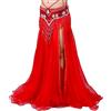 GUOCU Donna Gonna Lunga Maxi da Ballo Slim con Spacco Nappa di Paillettes Squisita Gonna a Fessura Gonna del Festival di Flamenco Costume di Danza del Ventre Prestazioni Rosso M