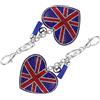 Operitacx Portachiavi a Forma di Cuore Design Elegante Decorativo in Strass Bandiera Britannica Union Jack 2 Pezzi in Lega per Borse e Zaini Durante Celebrazioni