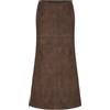 Generic Gonna Assimetrica Donna - Gonna Lunga da Donna Moda Vintage in Pelle Crosta Marrone con Retro Posteriore Temperamento Gonna Bassa con Marsupio Gonna Anni 50