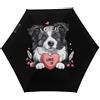 Generic Love Is Border Collie ombrello da viaggio per pioggia antivento 5 pieghevole portatile compatto ombrello, Stile:, Taglia unica