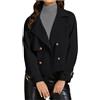 Bauzuoyo, cappotto corto in lana da donna, con revers, doppio petto, elegante, con tasche, giacca blazer, leggera, per l'inverno, casual, per la transizione stagionale, moda, antivento, calda, outwear