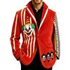 RUMAOZIA Giacca da uomo, costume da carnevale con stampa clown, effetto velluto a coste, blazer colorato, a righe, vintage, circo, festival, costume da carnevale, Q rosso., 4XL