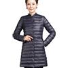 Niiyyjj Piumino da donna ultra leggero giacca invernale lunga piuma sottile colletto alla coreana piumini da donna, Marina Militare, S