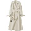 Generisch - Trench da donna, doppiopetto, lungo, classico, con cintura, elegante, con revers, antivento, impermeabile, cappotto lungo, bianco, S