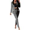 shownicer Donna Tailleur Pantalone Maniche Lunghe Cappotto Tuta Blazer Top 2 Pezzi Slim Fit Giacca e Pantaloni Nero XXL