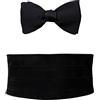 Remo Sartori - Set Fusciacca Fascia da Smoking e Papillon da Annodare in Puro Raso di Seta Nero, 4 Pieghe, Chiusura Regolabile, Made in Italy, Uomo (GIROVITA da 90 cm a 110 cm)