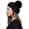 Brillabenny Basco Berretto Donna Lana Cashmere PON PON Pelliccia Vera Cappello Cuffia Donna Hat cap Luxury (Cipria)