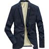 Generic Blazer in denim slim da uomo, due bottoni, casual, sportivo, business, giacca di jeans leggera, stile retrò, blu, taglia 3XL