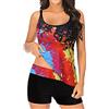MJGkhiy Tankini Donna Mare Curvy Push Up con Pantaloncino Spiaggia Beachwear Imbottito Sexy Vita Alta Costumi da Bagno Taglie Forti Set Tankini Costume Piscina Costume da Bagno Contenitivo Due Pezzi