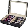 DEARMAMY Organizer Occhiali da Vista da Sole 8 Slot in Materiale Sintetico e Mdf, Custodia Multiuso Antigraffio per Comodino o Cassettiera