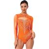 LumiJour Divisa Ginnastica Donna Maniche Lunghe Con Strass E Scintille Body Balletto Con Colletto Mandrino Body Ginnastica In Mesh Patchwork Sportivo Outfit Divisa Verde scuro L