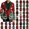 DeHolifer Blazer Natalizio da Uomo Giacca Stampa Albero di Natale Giubbotto Renna Giacche in Pile Cappotto Colletto Risvolto Giacca Monopetto Felpa Divertente Natalizia Cappotti Taglie Forti Costume