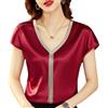 Juketron Camicie e Camicette da Donna alla Moda Top in Seta con Scollo a V e Maniche a Pipistrello in Raso per Donna Elegante da Ufficio Casual Ampia