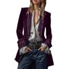 Generisch 2026 Costume da donna retrò giacca di velluto a maniche lunghe in pizzo e camicia, Lilla, XL