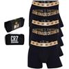 CR7 CRISTIANO RONALDO CR7 Underwear Boxer Uomo Cotone e Microfibra con Borsa da Viaggio Nero Oro 5 Pezzi Nero/Oro, L