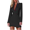 Fannyfuny Completo da Donna Elegante Blazer e Gonna Tinta Unita con Scollo a V Set da Donna con Gonna da Lavoro 2 pezzi per Ufficio Stile Manageriale Giacca Doppio Petto Blazer Gonna Aderente Vita Elastica