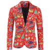 Darringls blazer natalizio da uomo Merry Christmas Sakkos risvolto giacca giacca regular fit cappotto basic abiti da uomo con un bottone divertente albero di Natale stampa blazer elegante classico,