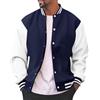 Generisch 2026 - Giacca Varsity da uomo, casual, slim fit, cotone, letterman, baseball, bomber, giacca da collegio Urb An Classic, Blu marino, L