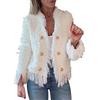 Cocila Cardigan Elegante Con Nappe Da Donna Giacca E Camicia Autunnali Invernali Lungo (White L) Giubbotto Mezza Stagione Giubbotti In Pelle Giacche Cappotti Capotto Di Invernale