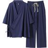 Generic Pigiama in Stile Giapponese Cotone Giapponese Kimono Suit Summer Plus Size Kimono Accappatoi Stile Cinese Indumenti da Notte,Blu,9XL