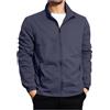 Generic Giacca da uomo per sport autunnali all'aperto da passeggio giacca bomber con cerniera casual a maniche lunghe cappotto plus size collo a lupetto giacca a vento leggera con tasche, Nero , L