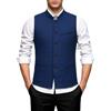 Generisch Gilet da uomo con colletto alto, design tradizionale, tinta unita, slim fit, groomsmen, Blu mare, L
