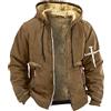 ORANDESIGNE Giacca Uomo di Agnello Giaccone Parka Militare Casual Invernale Moto Vintage Giubbotto Cappotto Maglione con Cappuccio Leggere Giacche a Vento Bomber Fleece Jacket Hooded A Marrone XXL