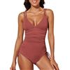HEONSATI Costumi Interi Push Up Costume Interi Estivo Mare Costumi Intero Contenitivo Pancia Spiaggia Curvy Monokini Reggiseno Taglie Forti Sportivo Un Pezzo Scollo a V Modellante Beachwear