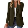 Generic Blazer da donna a maniche lunghe elegante - Giacca da lavoro con un bottone, giacca da ufficio, smanicato da business, giacca a fessura aperta, giacca slim, blazer a tinta unita, longblazer casual