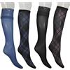 CALZE PRESTIGE (4 PAIA) Calze donna gambaletto elasticizzate con stampe tartan, in morbida microfibra molto coprente -100% Made in Italy