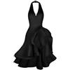 Generic JJDFW Vestito estivo da danza latina per ragazze gonna a collo sospeso Cha-cha Samba Rumba allenamento di danza costume da performance per bambini, Abito nero, S
