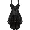 Hengzhifeng Corsetto con Gonna Donna Vintage Bustino Corsetti Cosplay Halloween (EUR 28-30,Nero)