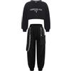 Freebily Tuta da Ginnastica Bambina Ragazza Felpa Pullover Crop Top Maglietta Maniche Lunghe e Joggers Pantaloni Sportivi Completo Sportivo da Danza Moderna Jazz Hip Hop Nero B 11-12 anni