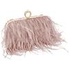 MOISTRI Borsa da Sera Donna Borsa Tote di Piume di Struzzo Morbide e Soffici Borsa di Piume Frangia Borsa da Sera Champagne