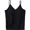 Wvapzxx Canotta da donna in cotone con scollo a V con reggiseno senza maniche con spalline senza maniche con reggiseno integrato, Nero , M