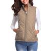 shownicer Gilet Donna Zip Up Giacca Smanicato Inverno Piumino Cappotto Ultraleggeri Trapuntato Senza Maniche Giacche con Imbottitura in Piumino A Cachi2 XXL