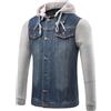 Generico Uomo Inverno Giacca di Jeans con Cappuccio vestibilità Slim Felpa Cappotto Denim Jacket Giubbotto Manica Lunga Giacca da uomo in denim con maniche