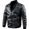 Generic Uomo Autunno E Inverno Casual Tinta unita Giacca In Pelle Calda Giacca Stand Collare Manica Lunga Tasca Cappotto Us Giacca In Pelle Uomo, Nero , 8XL