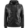 Oanviso Giacca Pelle Uomo Giacca Moto Giacca Antivento con Cappuccio Invernale Giacche Outdoor Parka di Pelle PU Slim Fit Giubbotto Manica Lunga Biker Giacca A Rosso XL