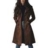 GENERIC Giacca in pelle scamosciata per le donne Autunno Retro Doppio Petto Classico Risvolto Sottile Signore Faux Suede Cappotto Elegante Camoscio Lungo Trench Cappotto, Blu, XXL