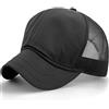 Masktide Cappellini da baseball a tesa corta con retro in rete per uomo cappelli corti per le donne coda di cavallo arbitro aderente corsa sport all'aperto, Navy, Taglia unica