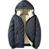 Bauzuoyo Giacca invernale da uomo con calda imbottitura, leggera, con cappuccio, in pile, per il tempo libero, giacca softshell con fodera in peluche, giacca a vento, grigio., 5XL